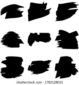 Set of vector brush strokes. Dirty ink texture splatters. Grunge rectangle text boxes