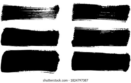 Set of vector brush strokes. Dirty ink texture splatters. Grunge rectangle text boxes	
