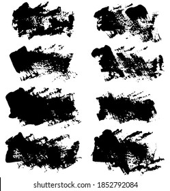 Set vector brush strokes  Dirty ink texture splatters  Grunge rectangle text boxes	
