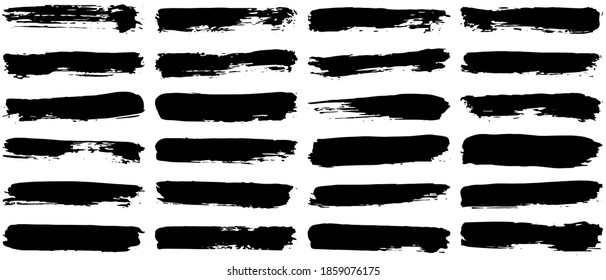 Set of vector brush strokes. Dirty ink texture splatters. Grunge rectangle text boxes.	
