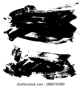 Set of vector brush strokes. Dirty ink texture splatters. Grunge rectangle text boxes	
