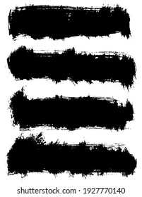 Set of vector brush strokes. Dirty ink texture splatters. Grunge rectangle text boxes