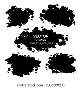 Set of vector brush strokes on a white background. Isolated black paint, brush stroke, brushes, ink, texture. Grungy decoration element, box, scrapbooking frame.