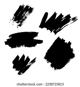 Set of vector brush strokes on white background, design element