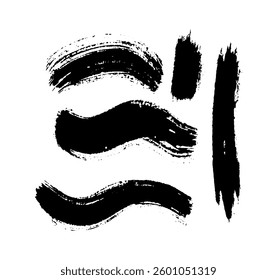 Set of vector brush strokes on black colour
