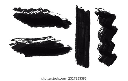 Set of vector brush strokes. Brush strokes. Vector paintbrush set. Grunge design elements. Rectangle text boxes. Dirty distress texture banners. Ink splatters. Grungy painted objects.