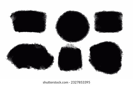 Set of vector brush strokes. Brush strokes. Vector paintbrush set. Grunge design elements. Rectangle text boxes. Dirty distress texture banners. Ink splatters. Grungy painted objects.