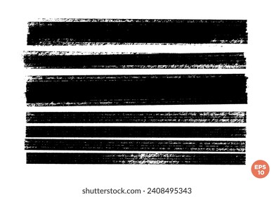 Set of vector brush strokes. Textured painted stripes for backgrounds. Abstract monochrome graphic elements.