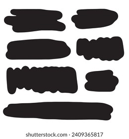 Set of vector brush strokes, various shapes. Collection of hand drawn different graphic elements.