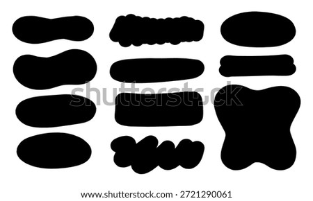 Set of vector brush strokes, various shapes. Collection of hand drawn different graphic elements.