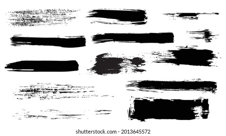 Set of vector brush strokes. Watercolor stains, ink blots. Grunge elements for trending abstract posters.