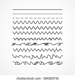 Set of vector brushes. Abstract hand drawn ink strokes. Lines