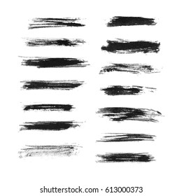 Set of Vector brushes, black color, isolated on white background.