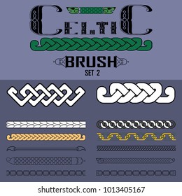Set of vector brushes in Celtic style. Elements of design.