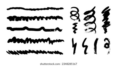 Set of vector brushes. Text frames and grunge patches. Highly detailed abstract vector backgrounds.