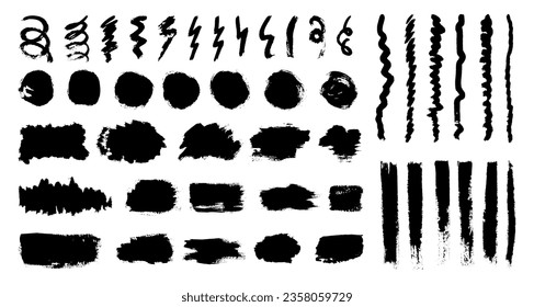 Set of vector brushes. Text frames and grunge patches. Highly detailed abstract vector backgrounds.