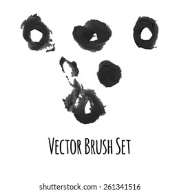 Set of vector brushes and traced elements of gouache