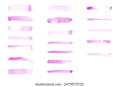 Vektorgrafik-Pinsel. Aquarellstriche auf weißem Hintergrund.
