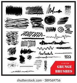 Set of vector brushes.Grunge brushes. Handwritten.