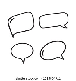 Set of vector bubbles for text. Contour outline round and square empty clouds for messages. Elements for comics or presentations.