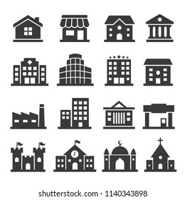 Set vector building icons