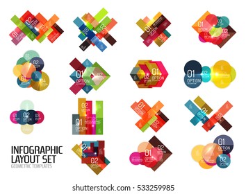 Set of vector buiness infographics templates for workflow layouts, diagrams, number options or web design