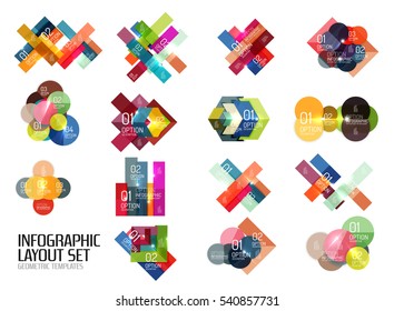 Set of vector buiness infographics templates for workflow layouts, diagrams, number options or web design