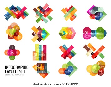 Conjunto de modelos de infográficos de negócios de vetor para layouts de fluxo de trabalho, diagramas, opções de número ou design da Web