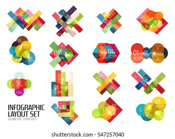 Conjunto de plantillas de infografías de empresas vectoriales para diseños de flujo de trabajo, diagramas, opciones de número o diseño web