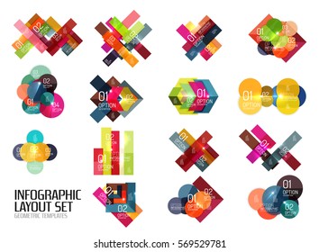 Set of vector buiness infographics templates for workflow layouts, diagrams, number options or web design