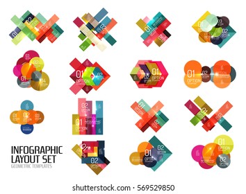 Conjunto de plantillas de infografías de empresas vectoriales para diseños de flujo de trabajo, diagramas, opciones de número o diseño web