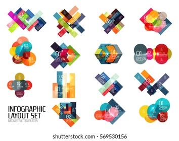 Set of vector buiness infographics templates for workflow layouts, diagrams, number options or web design