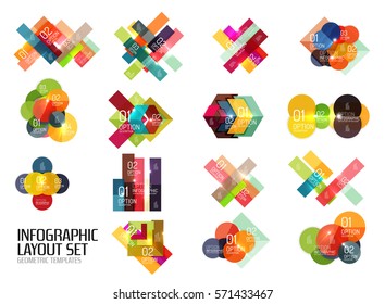 Set of vector buiness infographics templates for workflow layouts, diagrams, number options or web design