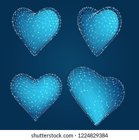 set of vector bulk hearts for medicine and holiday