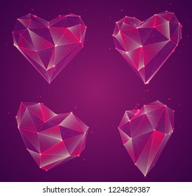 set of vector bulk hearts for medicine and holiday