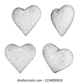 set of vector bulk hearts for medicine and holiday