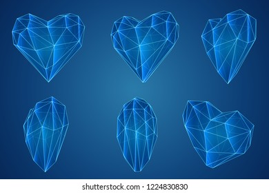 set of vector bulk hearts for medicine and holiday