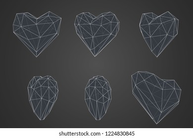 set of vector bulk hearts for medicine and holiday