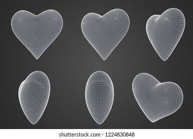 set of vector bulk hearts for medicine and holiday