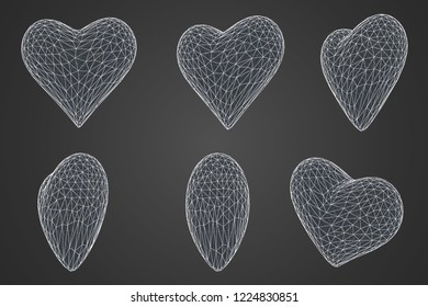 set of vector bulk hearts for medicine and holiday