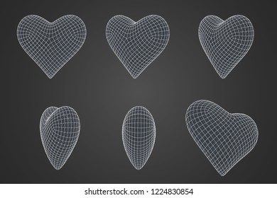 set of vector bulk hearts for medicine and holiday