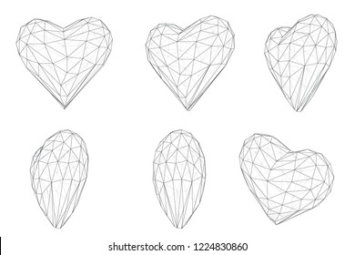 set of vector bulk hearts for medicine and holiday