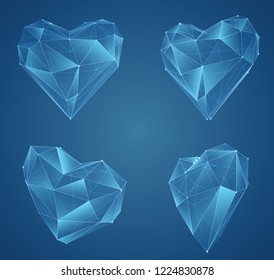 set of vector bulk hearts for medicine and holiday