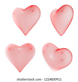 set of vector bulk hearts for medicine and holiday