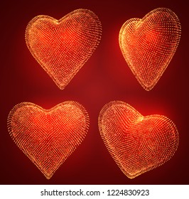 set of vector bulk hearts for medicine and holiday