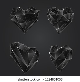 set of vector bulk hearts for medicine and holiday