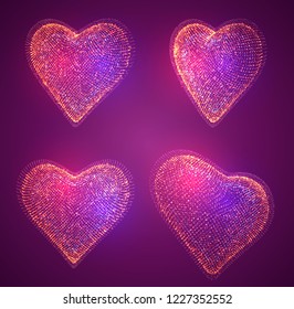 set of vector bulk hearts for medicine and holiday