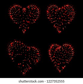 set of vector bulk hearts for medicine and holiday
