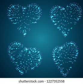 set of vector bulk hearts for medicine and holiday