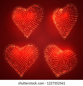 set of vector bulk hearts for medicine and holiday
